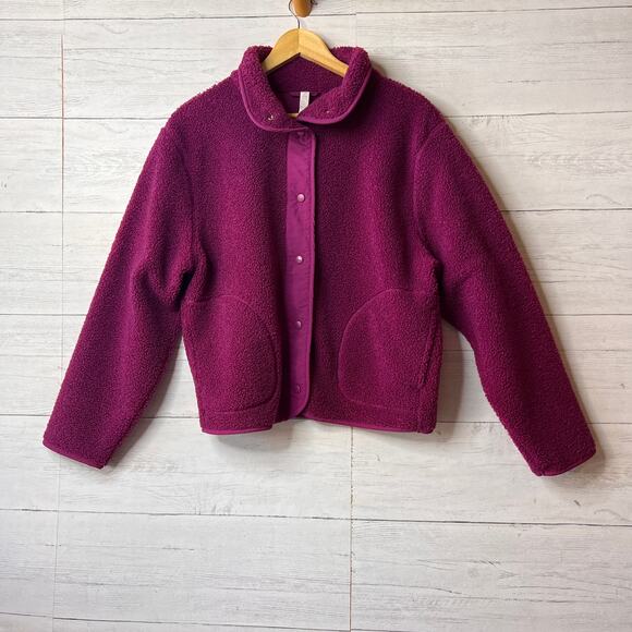 Z by Zella Jackets & Blazers - Z by Zella Jacket Womens Size Small Plum Purple Sherpa Snap Button Closure